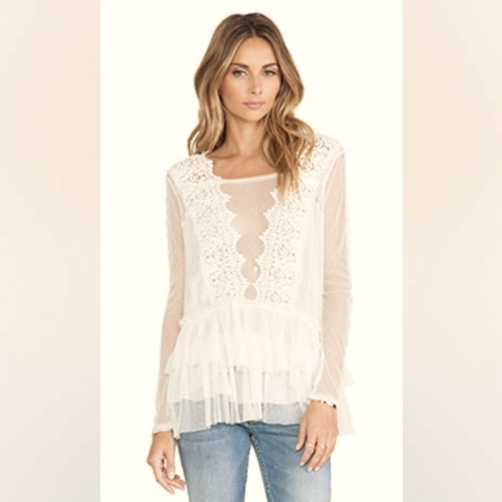 Free People 🆕️ Midnight Memories Cream Lace Top L